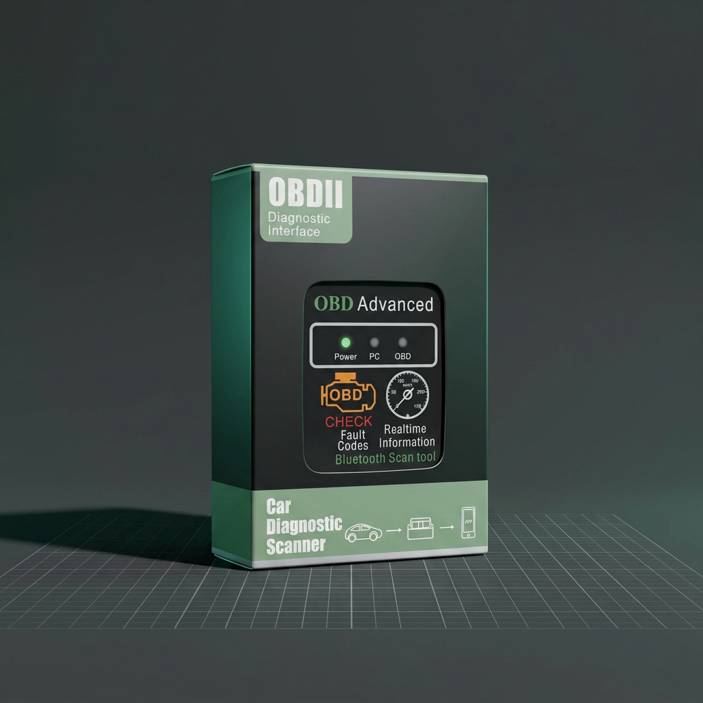 OBD Advanced scanner packaging on a desk
